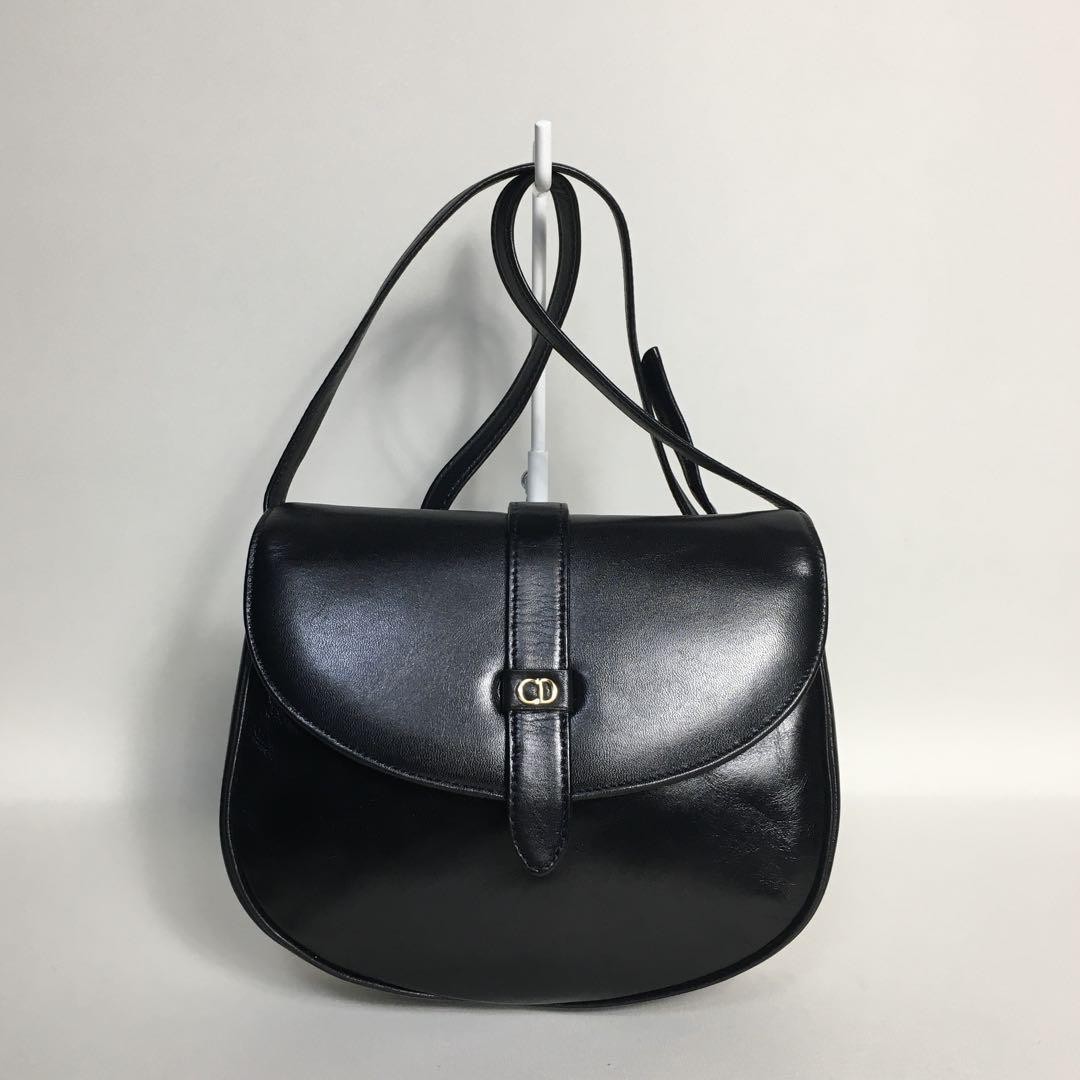 Dior Black Leather Shoulder Bag with CD Logo Iconic Design New