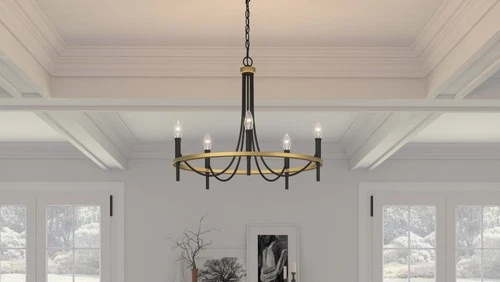 Quoizel LGR5026 5 Light 26"W Taper Candle Style Chandelier - Black - Picture 2 of 9