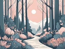 Minimalist Landscape Forest Path Canvas Wall Art Picture