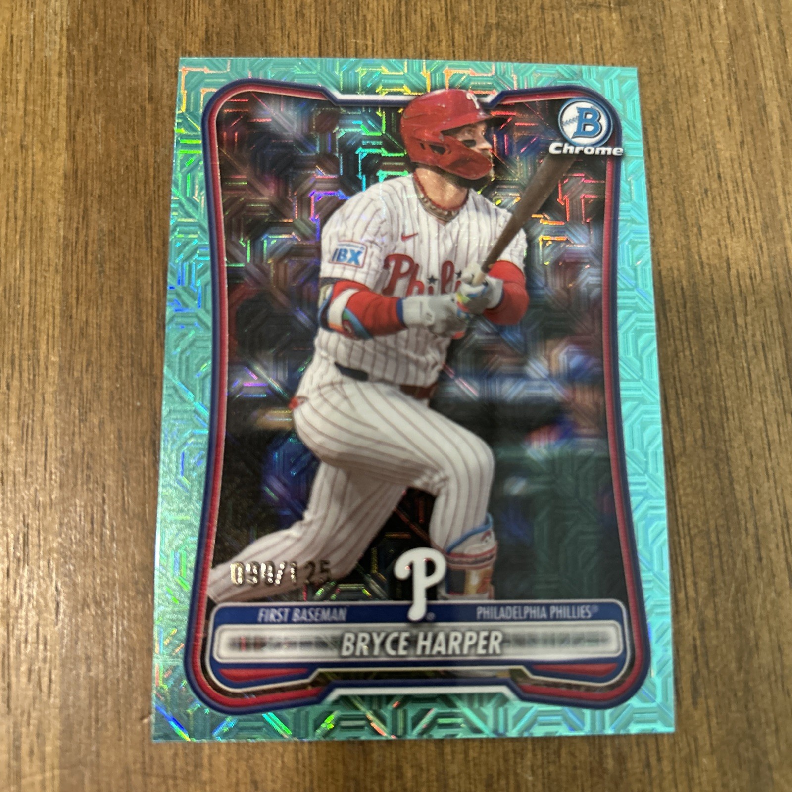 2026 Bowman Chrome Mega Mojo Refractor Bryce Harper #7 Teal 90/125 Phillies