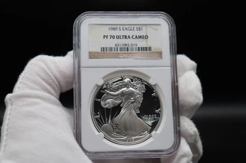 1989-S American Silver Eagle Dollar PF70 Ultra Cameo NGC Proof 70