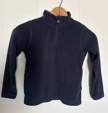 Lands End Little Kids Size M 5-6 Navy Blue Lightweight Fleece 1/4 Zip Pullover