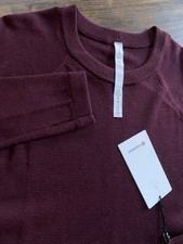 Lululemon Sit in Lotus Sweater Merino Wool Knit Stretch Womens 8 Red Maroon NWT
