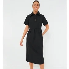 Tuckernuck Pomander Place Mackenzie Black Midi Dress Womens Size XL Pockets Luxe