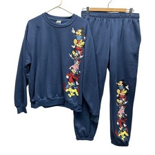 Disney Mickey Friends Sweatshirt Joggers Set Blue Med Matching Lounge Set