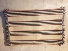 Tommy Bahama 8 Pc Red Ivory Blue Stripe Fringed Placemats Americana Lake Beach 