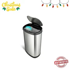 Nine Stars Automatic Kitchen Trash Can, 13 Gallon Stainless Steel, Motion Sensor