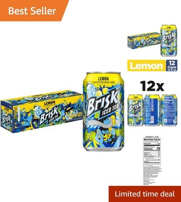 Refreshing Brisk Lemon Iced Tea - Pack of 12 Cans, Bold Flavor Experience
