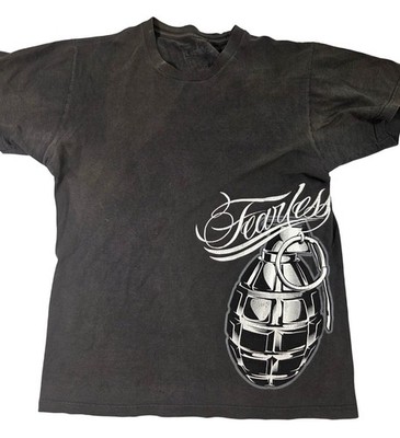 VTG Y2K Fearless T Shirt Grenade Spellout Faded Grunge Pinkman Opium Sz S Skater