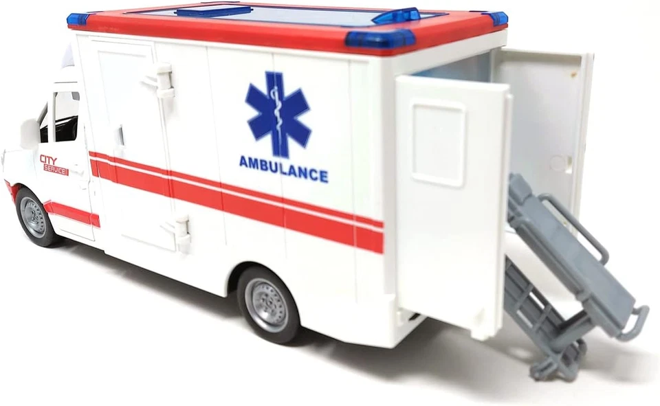 AMBULANZA Sonoro Auto Sirena con Luce Blu Bambini Giocattolo Emergenza Soccorso - Immagine 4 di 4
