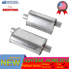 2 Pack High performance Muffler 409S 2.5" Offset In / 2.5" Center Out