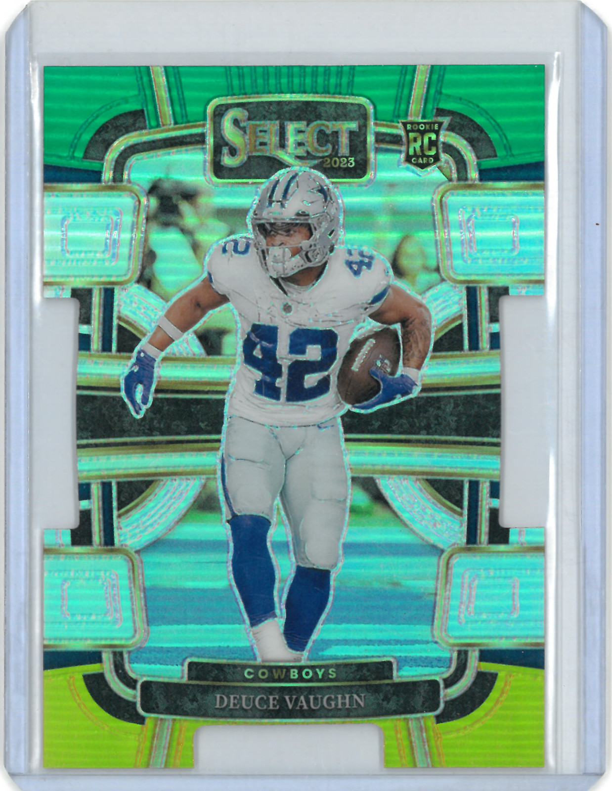 2023 Panini Select - Deuce Vaughn #28 Green & Yellow Prizm Die-Cut (RC)