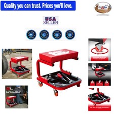Torin Tr6300 Red Rolling Garage Creeper Seat Padded Steel Tool Tray