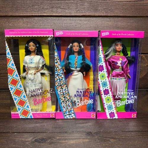 NEW Barbie 1992-1994 Native American Set Of Three #1753 #11609 #12699 Bundle VTG