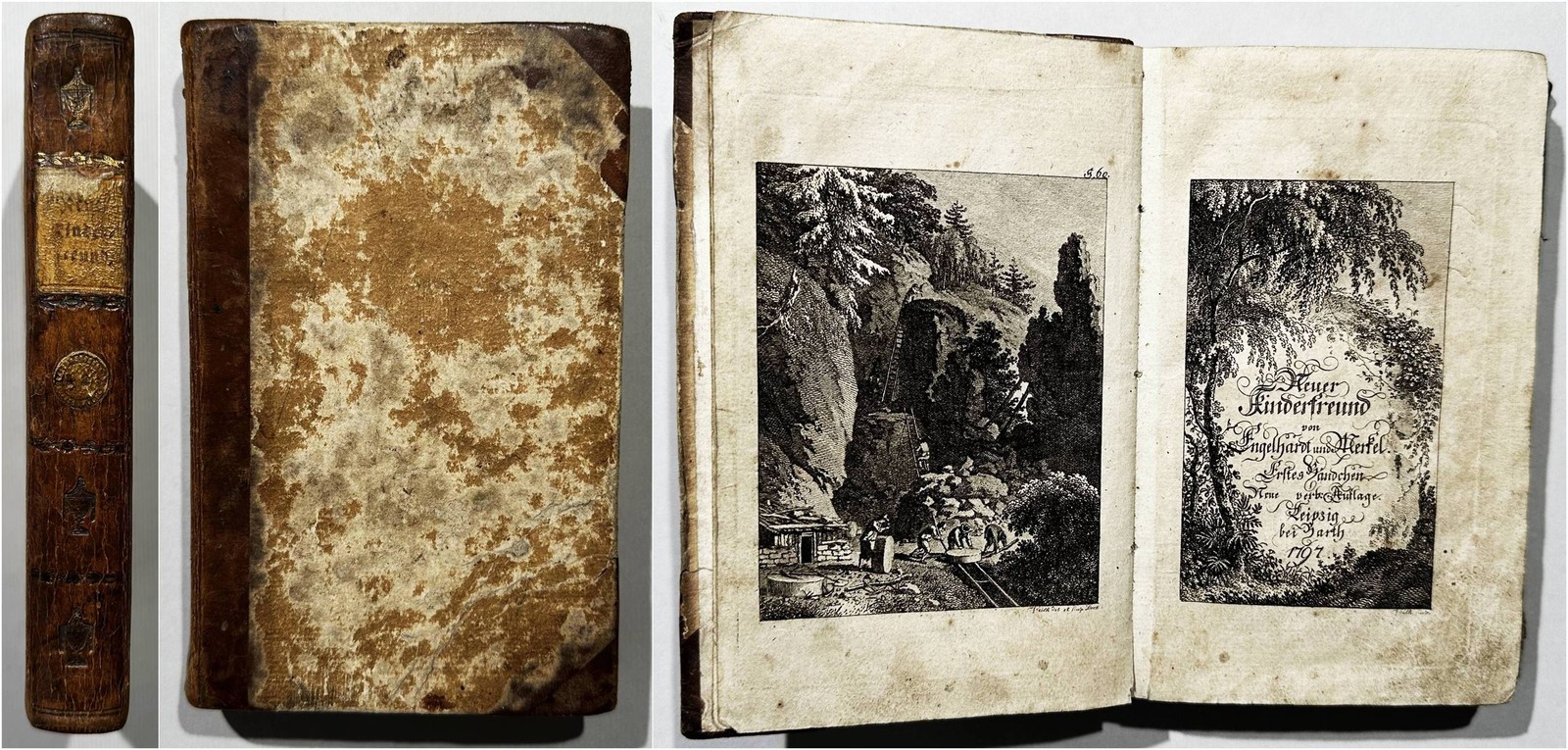 Kinderbuch - Neuer Kinderfreund. 2 Teile. 1797 Kupferstich Noten Musik