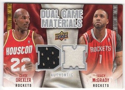 Upper Deck 2009-2010 Dual Game Materials Clyde Drexler Tracy McGrady Rockets
