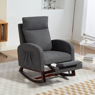 CHYTOO Modern Nursery Rocking Chair, Upholstered Glider Chair with High Backrest,Rocker