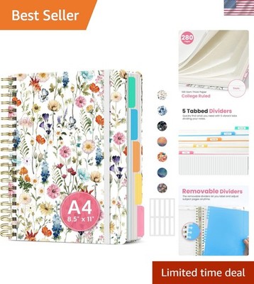 Large Spiral Lined Notebooks for Work with Removable Dividers & Tabs, 8.5''x11...