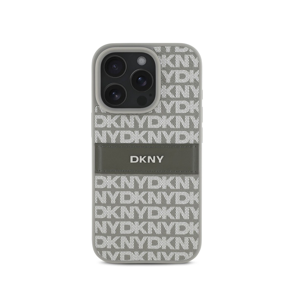 Coque iPhone 16 Pro Max anti-rayures avec motif stripe et logo métal relief