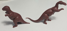 Marx Dinosaurs Red-Brown Plastic 1970s Prehistoric Playset Figures Set of 2