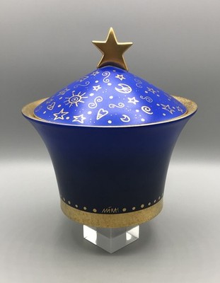 Schöne Porzellan Dose Goebel MARA Gold Blau Stern