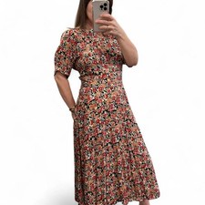 Vintage 90s Floral Midi Dress Cottagecore Garden Party Pockets