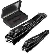 Nail Clippers Set, Heavy Duty Black Matte Stainless Steel nail Clipper with N...