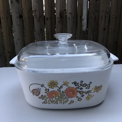 Vintage Corning Ware Wildflower Casserole Dish with Lid Quart A