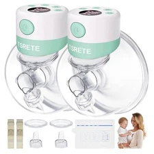 TSRETE Double Wearable Breast Pump, Electric Hands-Free 24MM, 24mmgreen 