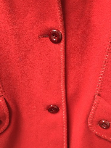 Fashion Sa Cashmere & Wool Red Coat Size Eur 46 - Picture 6 of 6