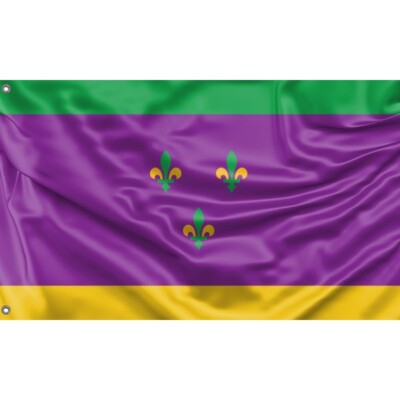 Bandera Mardi Gras Doble Cara – 11x15 Pulgadas, Resistente Al Viento Y A La Decoloración, Hecha En EE.UU.
