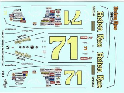 Powerslide 329 #71 Helen Rae 1986 Dave Marcis 1/24 Decal Nascar