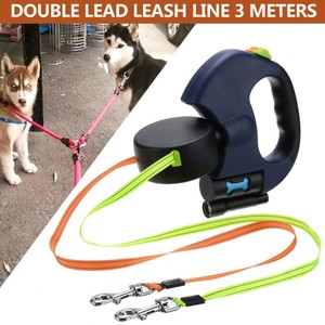 double retractable dog leash