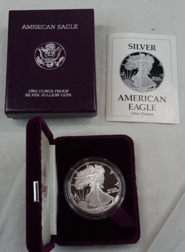 1989-S Proof American Silver Eagle Dollar $1 Box & COA US Mint Bullion OGP