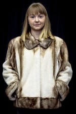 Clearance! Shadow Cream Semi Sheared 24” Mink Fur Jacket- Size 12