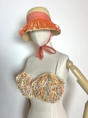 PINK FRINGE Loop Corded HONEYDEW INTIMATES Blue Yellow Orange Sun Bra Top 34B