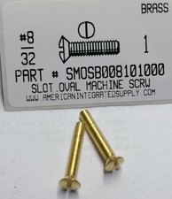  8-32x1 Oval Head Slotted Machine Screws Solid Brass 15 