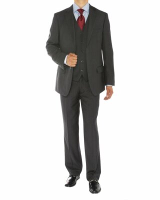 DTI GV Executive Mens Italian Vested Wool Suit Two Button 3 Piece Jacket Vest