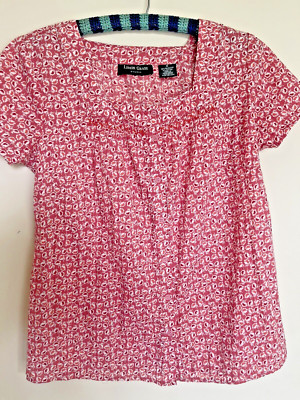 LEMON GRASS STUDIO Women's Short Sleeve Coral & white floral spring summer top