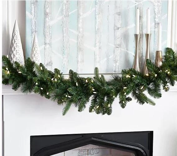 Bethlehem Lights 72" Overlit Christmas Prelit Garland w/ Color Flip LEDs Green - Image 2 of 2