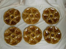 GIEN,VINTAGE FRENCH MAJOLICA OYSTER PLATES , 6 PIECES,MIDDLE 20th.