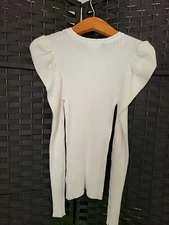 GB Size Small Puff Sleeves Top Rib Womens/lady/junior MSRP $49 Trendy Pretty