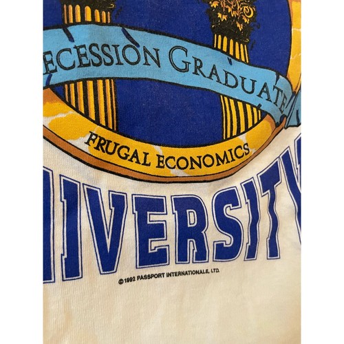 Vintage 90s Green University Recession Graduate 1992 Single Stitch Shirt Large - Picture 2 of 4
