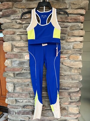 Wilo Australia Brand 2 Pc Set Bra Leggings Collection XS M Royal Cream NWT