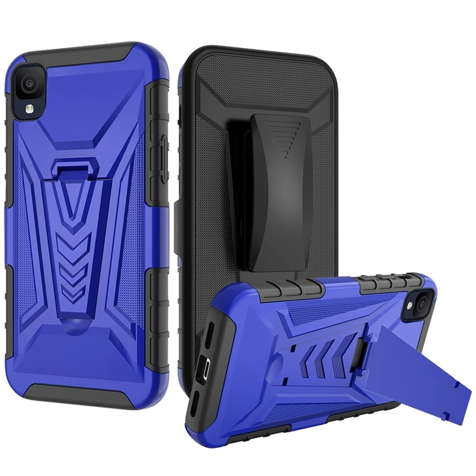 For Alcatel TCL A3 A509DL Holster Heavy Duty Belt Clip Case Cover+Tempered Glass - Image 4 of 4