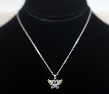 925 Sterling Silver Colored CZs Butterfly Necklace 16"