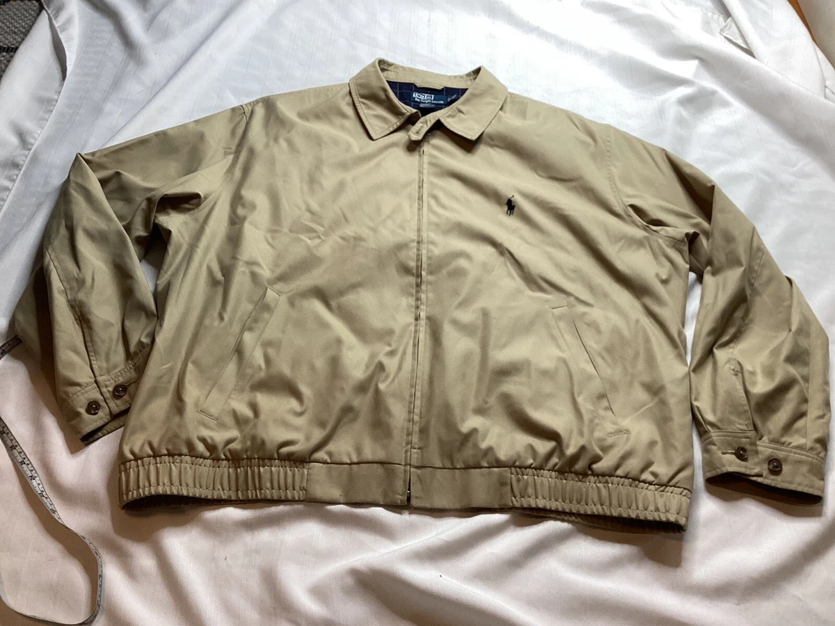 Polo Ralph Lauren Jacket 2XB Full Zip Bomber Harrington Plaid Lined khaki