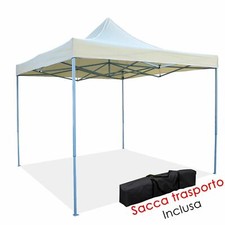 GAZEBO RICHIUDIBILE 3X3 PIEGHEVOLE BEIGE A FISARMONICA GIARDINO MERCATO TERRAZZO