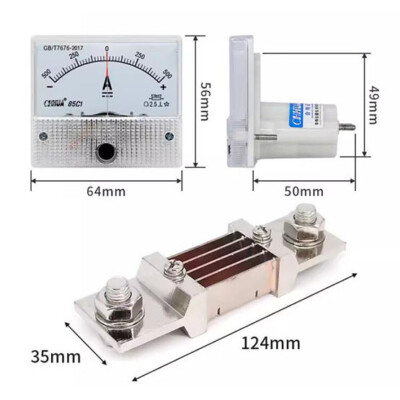 1PCS New 85C1 DC Analog Ammeter AMP Pointer Panel Meter & Shunt ±DC 500A/75mV