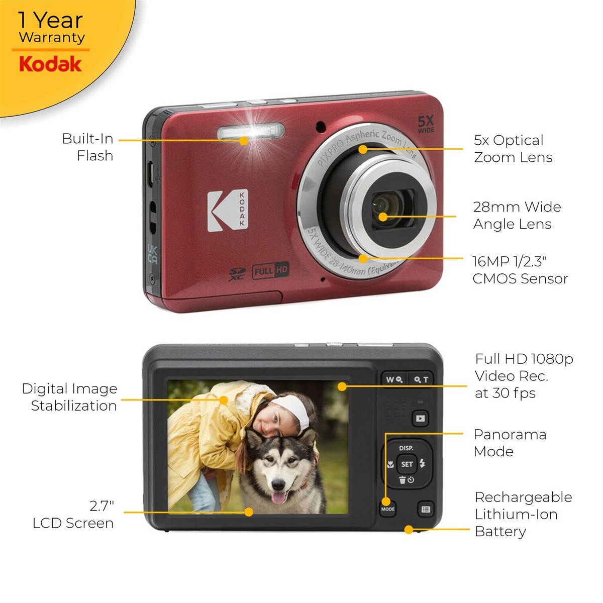 【大人気】おまけ付き KODAK PIXPRO FZ55 ほぼ未使用品 KODAK PIXPRO FZ55-BK 16MP Digital Camera 5x Optical Zoom